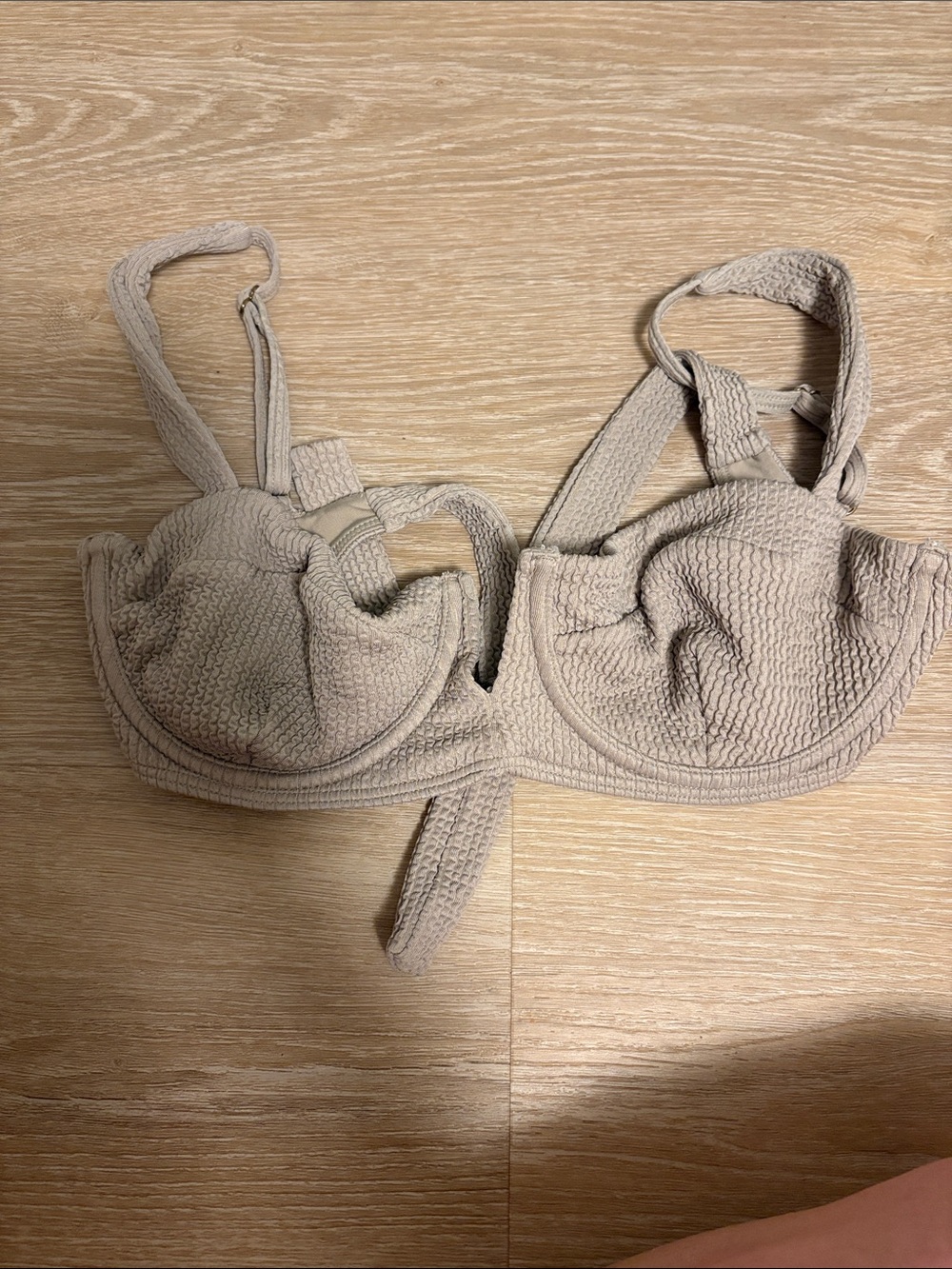 Monday Swimwear Textured Underwire Bikini Top in Light Taupe